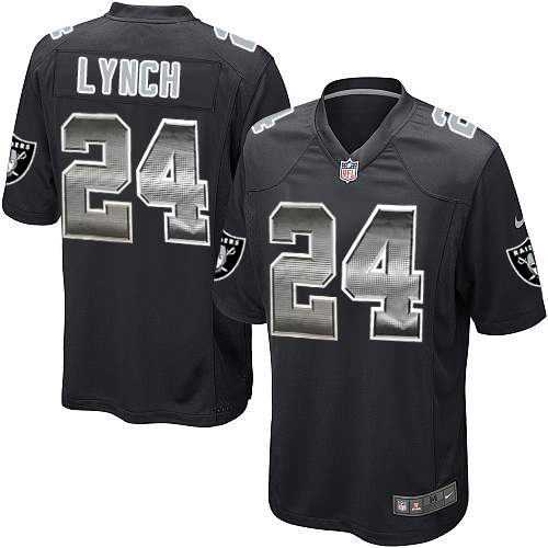 Nike Raiders #24 Marshawn Lynch Black Team Color Men's Stitched NFL Limited Strobe Jersey - Click Image to Close